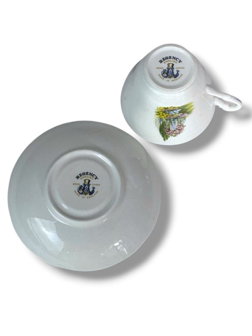 Regency English Bone China Teacup Saucer Scenic Cottage Vintage 1960’s - Picture 5 of 16